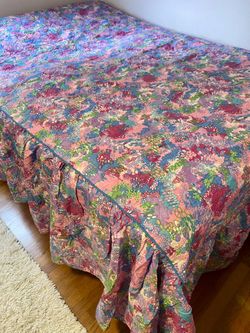 Vintage 1960s Mid Century Flower Power Twin Bedspread