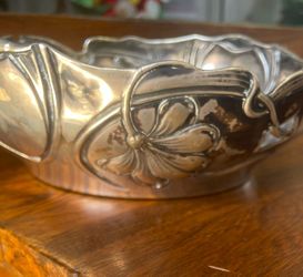 Antique art nouveau bowl flowers