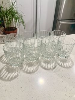 Set of 8 Clear Ribbed Rocks Glasses