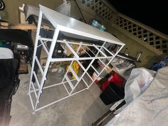 White Metal Frame Console Table with Shelf