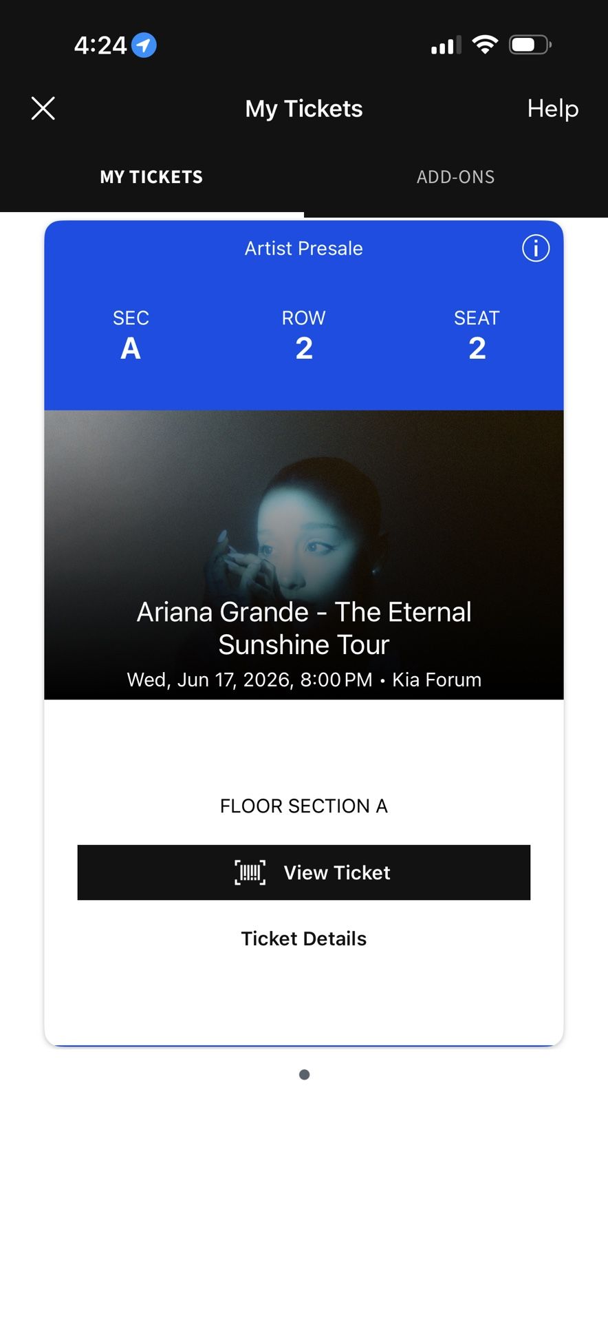 Ariana Grande Floor Row 2