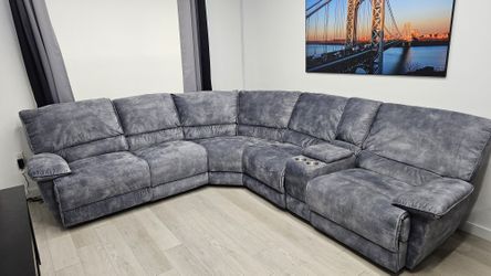 Sectional Couch With 2 Power Recliners, 1 Manual Recliner And USB Ports, Armrest With Storage And Cup Holders