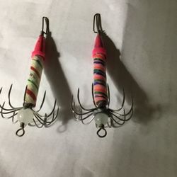 Squid jigs. New Candy Cane jigs