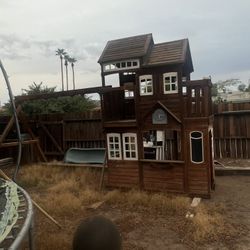 Swing Set With Slide & Play House