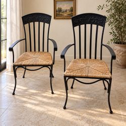 Black Iron Dining Armchairs – Matching Pair