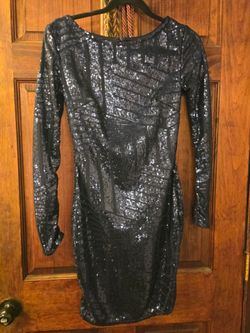 Navy Blue Sequin Long Sleeve Mini Dress size small