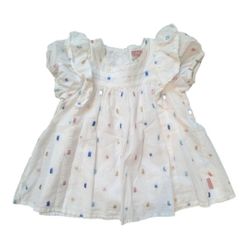 BCBG BABY GIRLS COTTON DRESS STRIPPED COLORFUL SHINY EMBROIDERY WITH LACE 4T