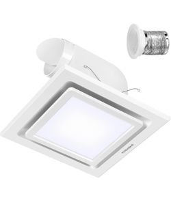 VIVOHOME Bathroom Exhaust Fan with Light, 165CFM Shower Ventilation Exhaust Fan with 6500K LED Light Combo,Ceiling Mount w/ 4" Duct Hose 1.5 Sones Squ