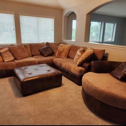 🔥 MUST-GO SET: Cozy Sectional + Oversized Round Chair 🔥