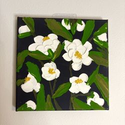 Original Acrylic Painting 8x8 "Textured Flowers" by Local Artist Drew Dost