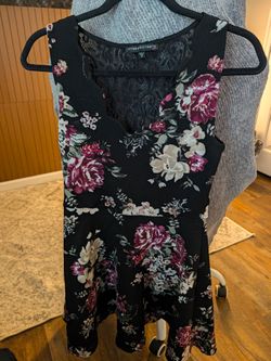 Three Pink Hearts Floral Skater Dress Size M