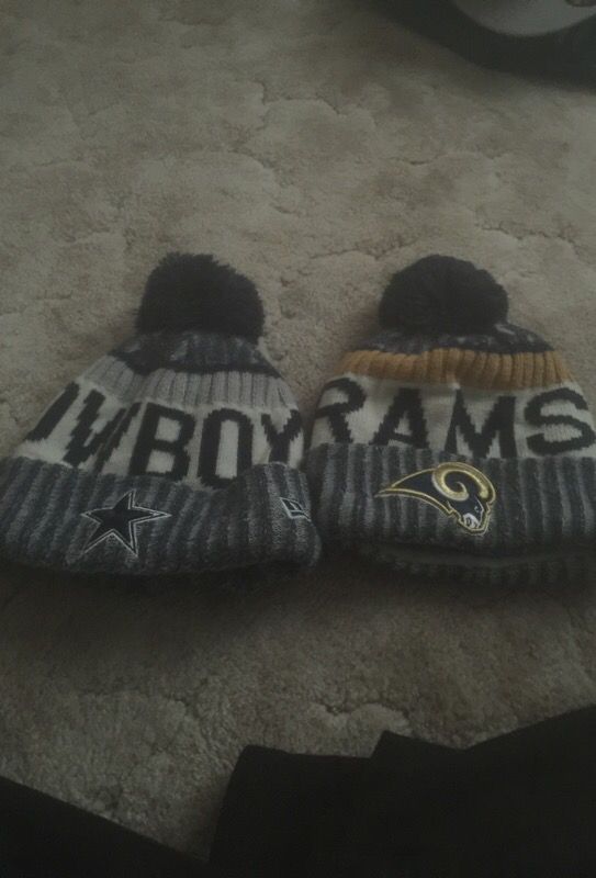 I’m selling one Dallas Cowboys and the other Los Angeles Rams beanies with Pom Poms on both of them.