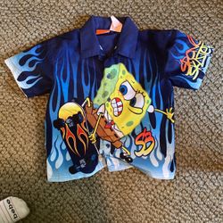 Boys Size 7 SpongeBob Collar Dress Shirt 