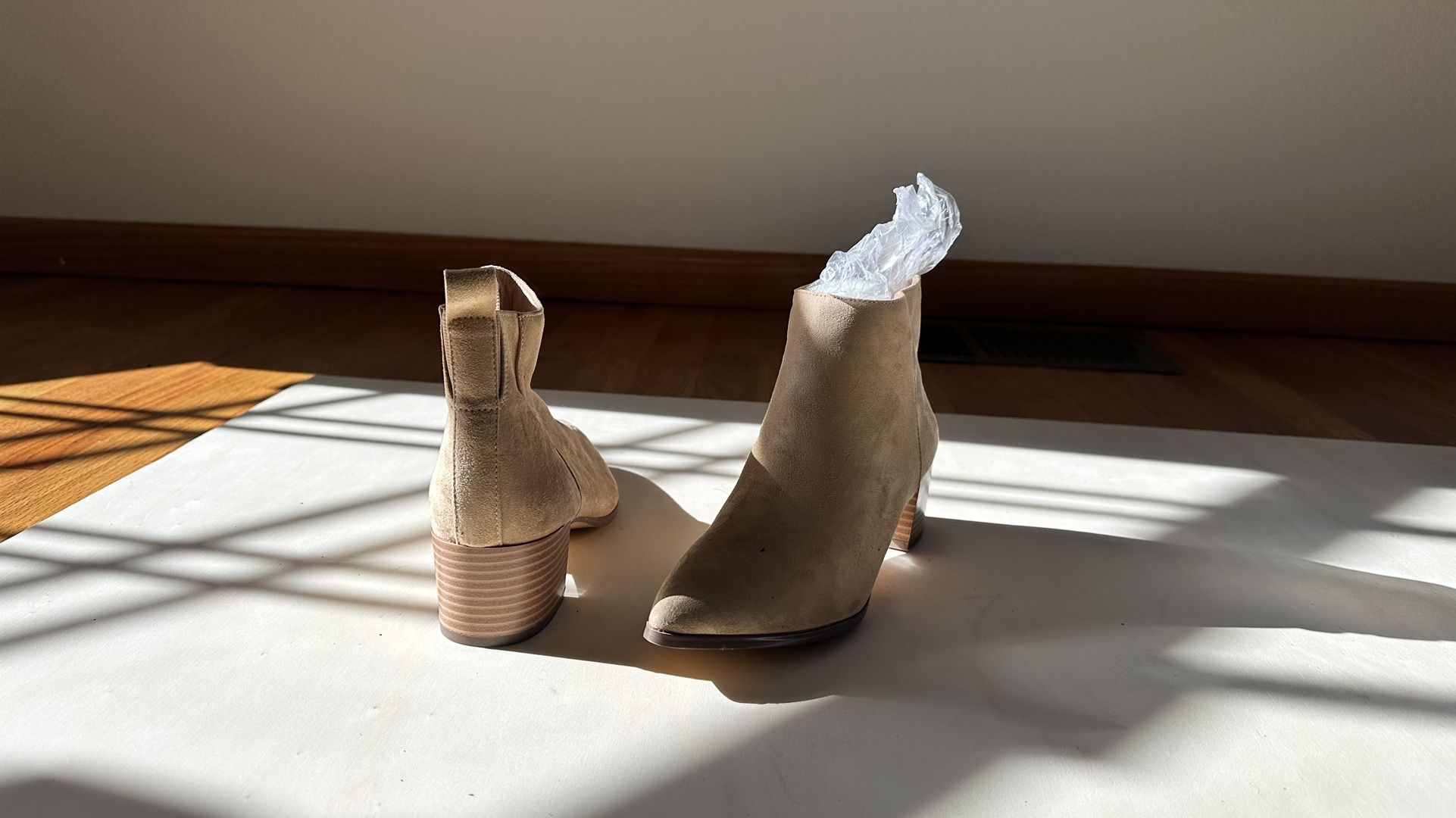 Tan Faux Suede Ankle Boots - Women’s Size 5.5