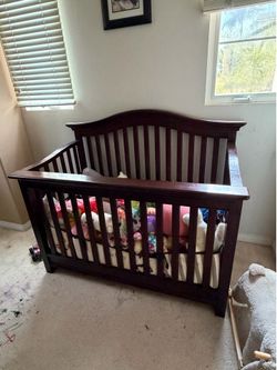 Espresso solid wood baby crib