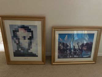 Salvador Dalí Framed Art Prints 33x27 – Set of 2  "Lincoln in Dalivision" and “Swans reflecting elephants”