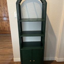 Wicker And Rattan Standing Arch Cabinet  With Shelves