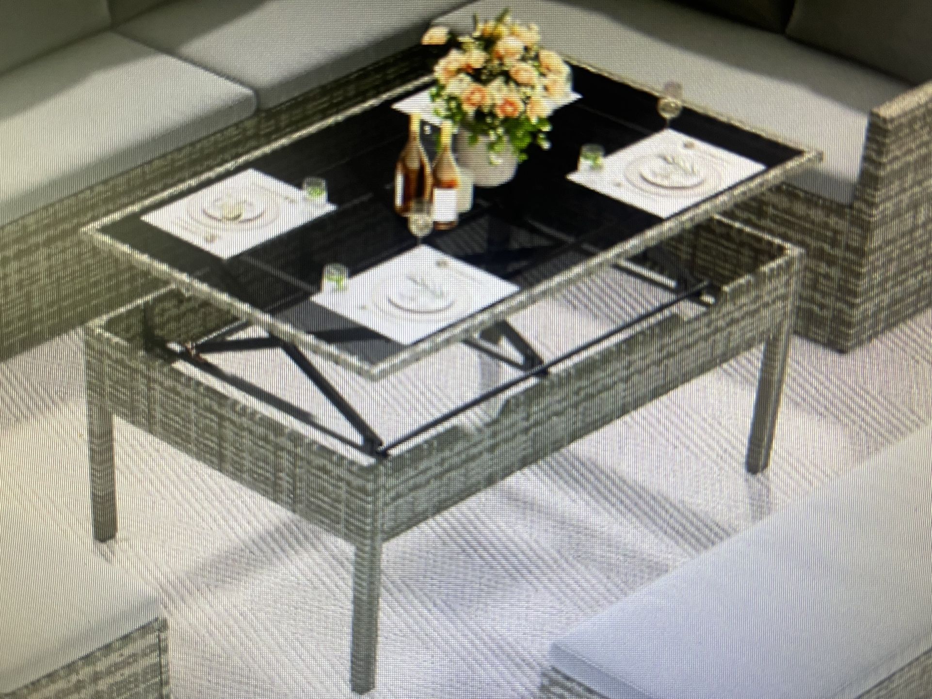 OUTDOOR ADJUSTABLE HEIGHT TABLE WITH GLASS TOP BRAND NEW JUST BUILT!!!