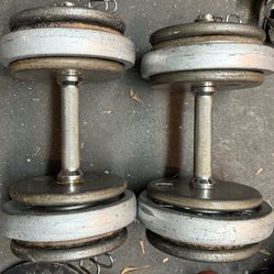 2 Adjustable 50 Lb Dumbell Total Of 100 Lbs Space Saver 