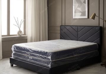 New Queen Size Bed Frame + Queen Mattress + Box Spring