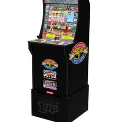 New In Box Arcade 1up STREETFIGHTER 2 CHAMPIONSHIP cabinet And RISER