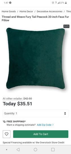 Peacock fur faux pillow