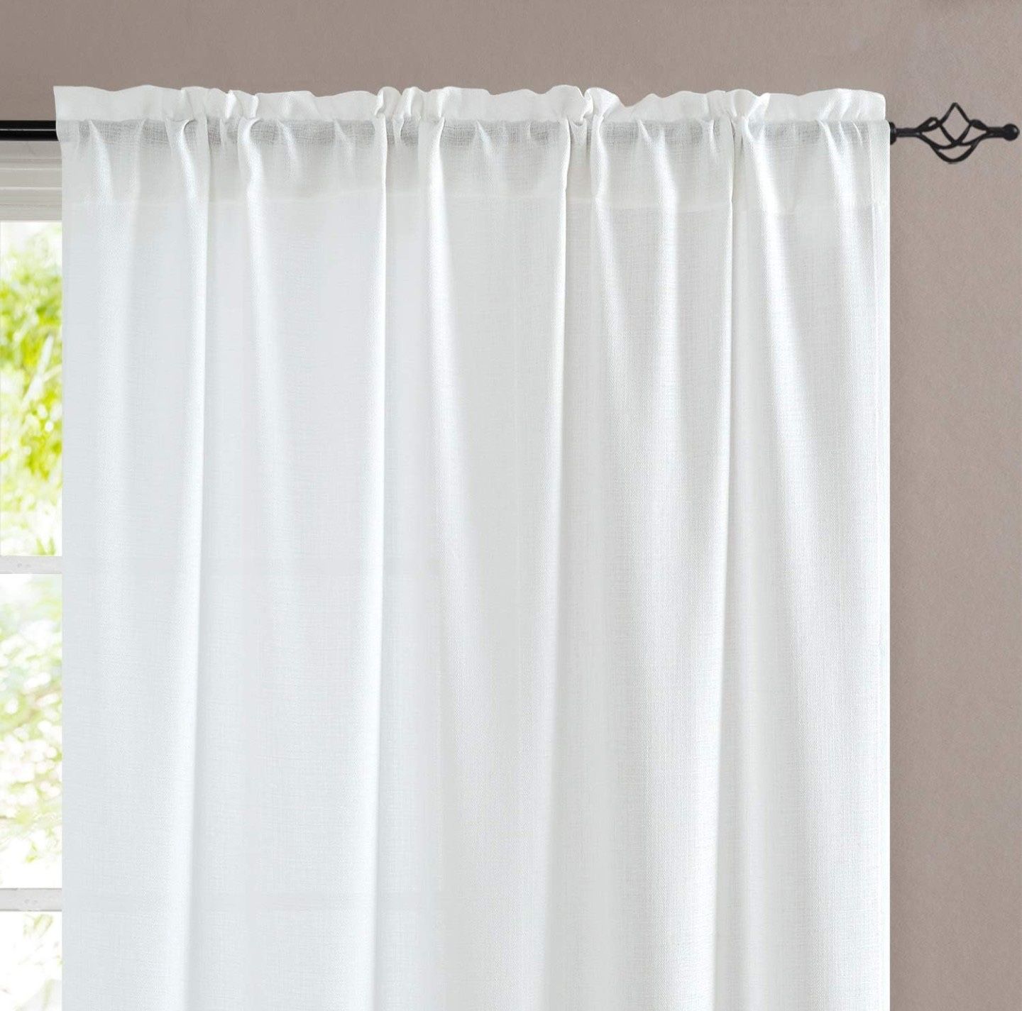 2 CKNY Semi Sheer, Linen-like Texture, Rod Pocket Curtain Panels (54” W x 63” L)
