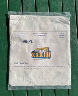 Brand new 1999 vintage Super Bowl vinyl poncho, NFL collectible