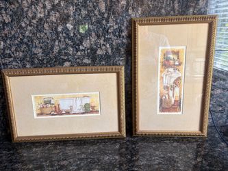 Set of 2 Framed Bathroom Watercolor Art Prints
