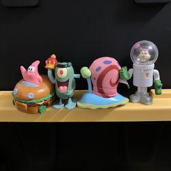 4x SpongeBob SquarePants Figures Vintage Burger King Action Figure Set Sandy Gary Patrick