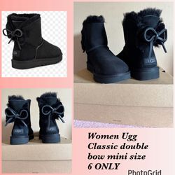 Ugg Women Classic Double Bow Size 6 New 💯 Authentic $100 FIRMM 