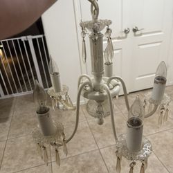Vintage White Crystal Chandelier (works)