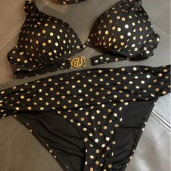 Medium Victoria Secret Bikini Gold Metal Detail