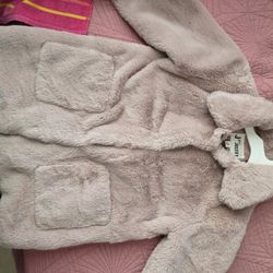 Girls Fur Coat Pink Size 12