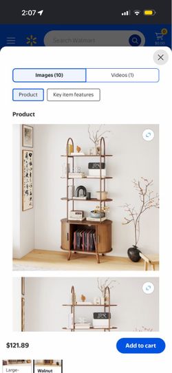Walnut Bookshelf with Cabinet Storage
