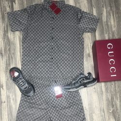 Brand New Gucci Shoes With Shirt And Shorts With Box And Dust Bag