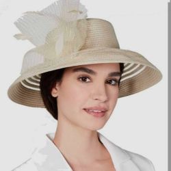 August Hat Co Women's Woven Sun Hat Floppy Embellished Flower Boho NWT