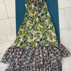 All Things Mochi Amanda Tropical Floral Ruffle Dress - Size SMALL