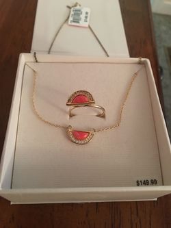 Necklace and matching ring , jewelry and accessories , gold over sterling silver