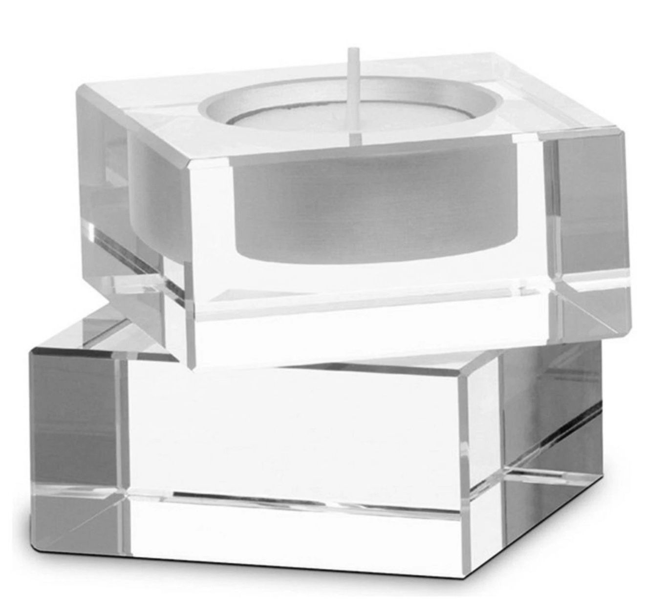 Baccarat Crystal Intangible Candle Holder Cube Shape Aric Levy 3.5" France NEW