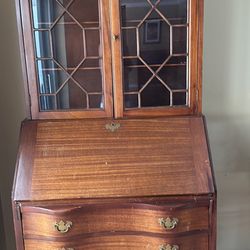 Early 20th Century Antique Governor Winthrop Drop Front Secretary Desk With Ball and Claw Feet