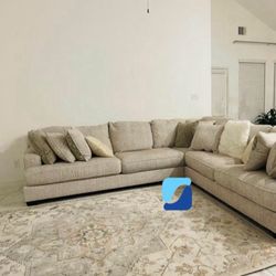 Brand New Modern Parchment Sectional Couch