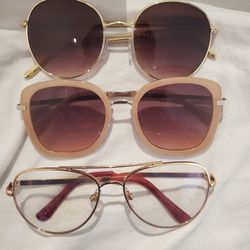 Pink Sunglasses Medium Size Lenses 2 Set Of Sunglasses 1 Pair Of Blue Light Eyeglasses  READ DESCRIPTION 