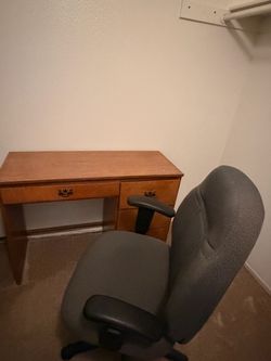 Wood Desk and Office Chair Set