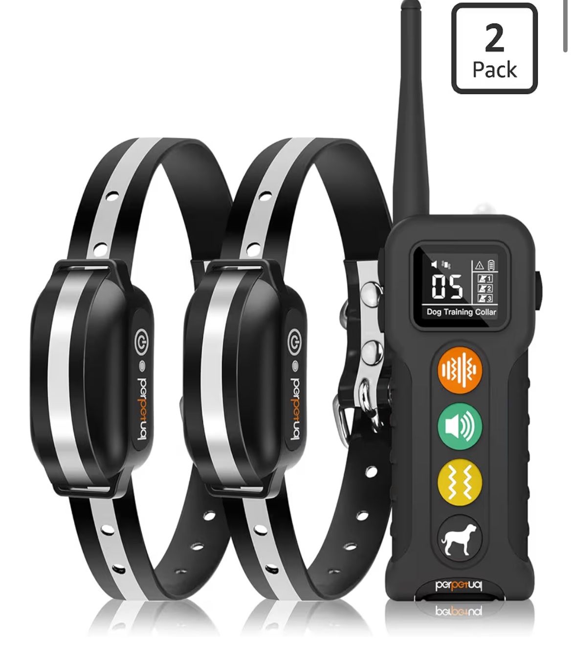 No Shock Dog Training Collar for 2 Dogs (Beep & Vibration, Rechargeable)
