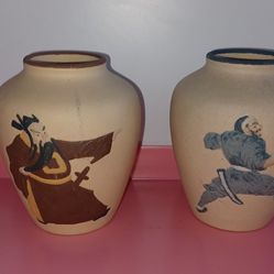 Vintage, Small Pittery Asian Vases
