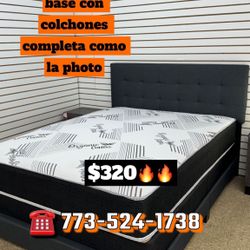 Queen Size Bed Headboard Frame Mattress And Box Spring All Included Brand New Furniture Yes We Deliver 