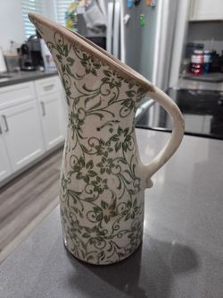 Ceramic Floral Pitcher Vase