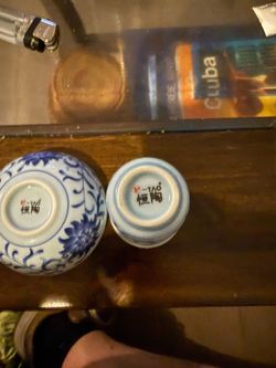 H-TAO Blue and White Porcelain Tea Cups Set of 2
