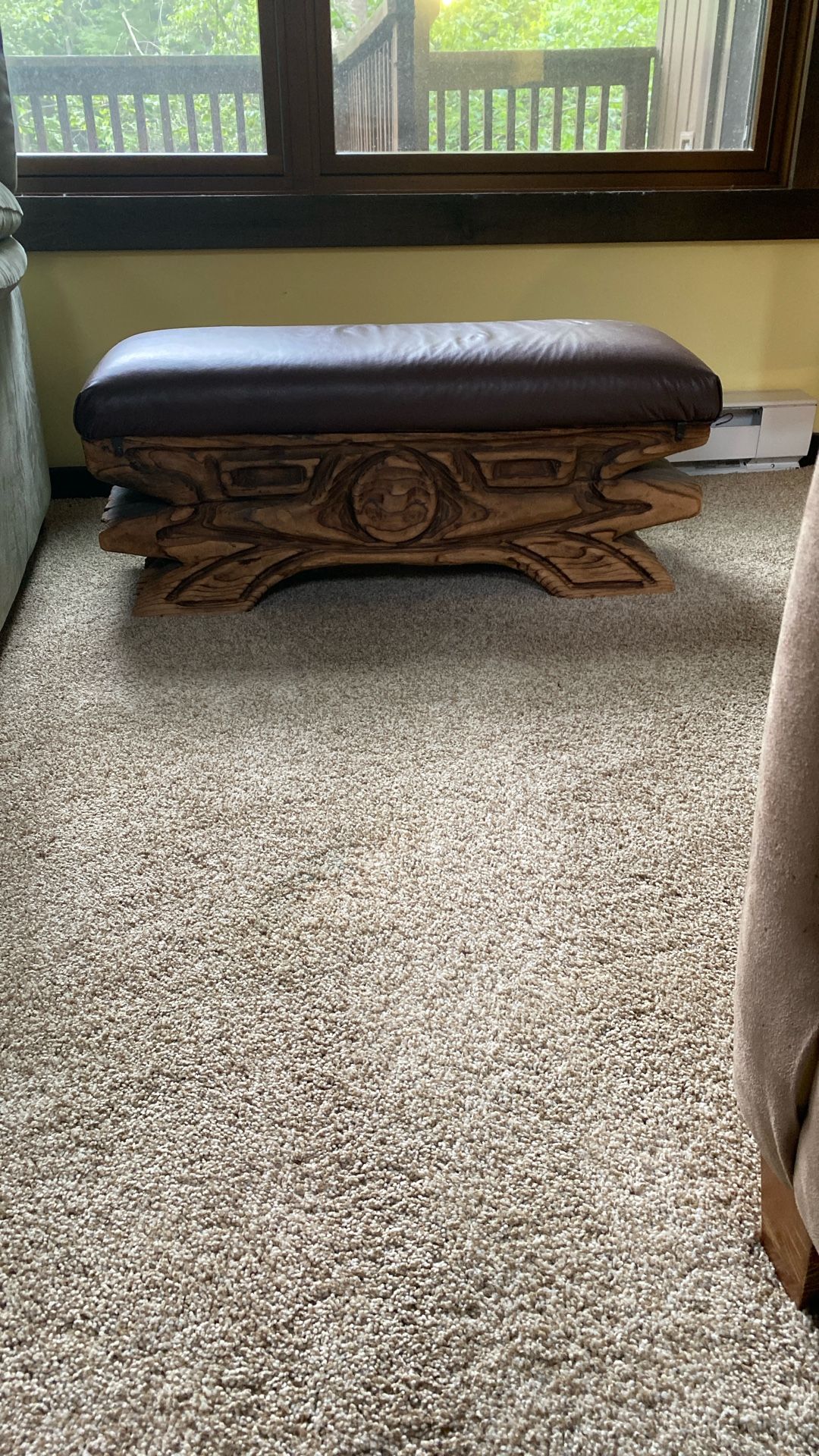 Matching (2) Vintage Hand Carved Benches